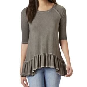 Dantelle oil grey ruffle trim jersey tunic S Small